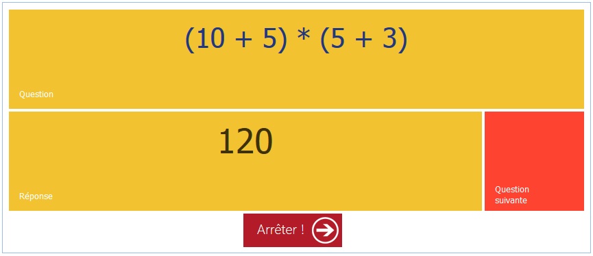 Exemple pour une réponse donnée à une question type défilement Réponse d'une question type défilement